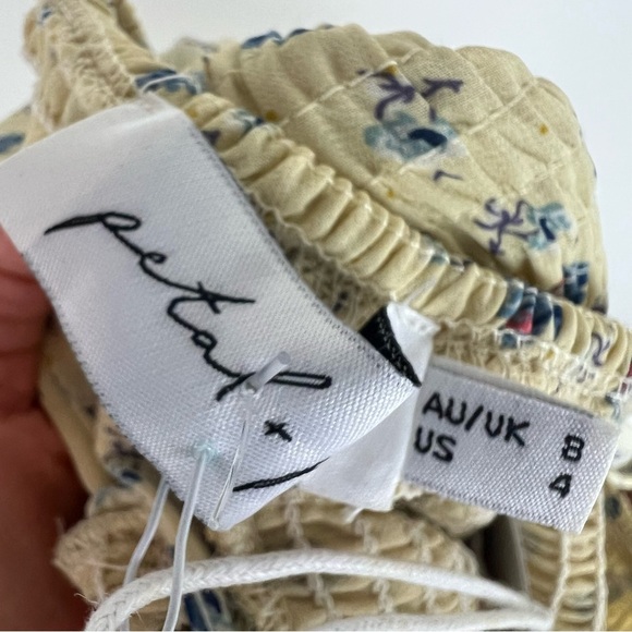 NWT PETAL & PUP LEIA Floral Yellow Smocked Midi Dress Size 4 - Picture 7 of 11